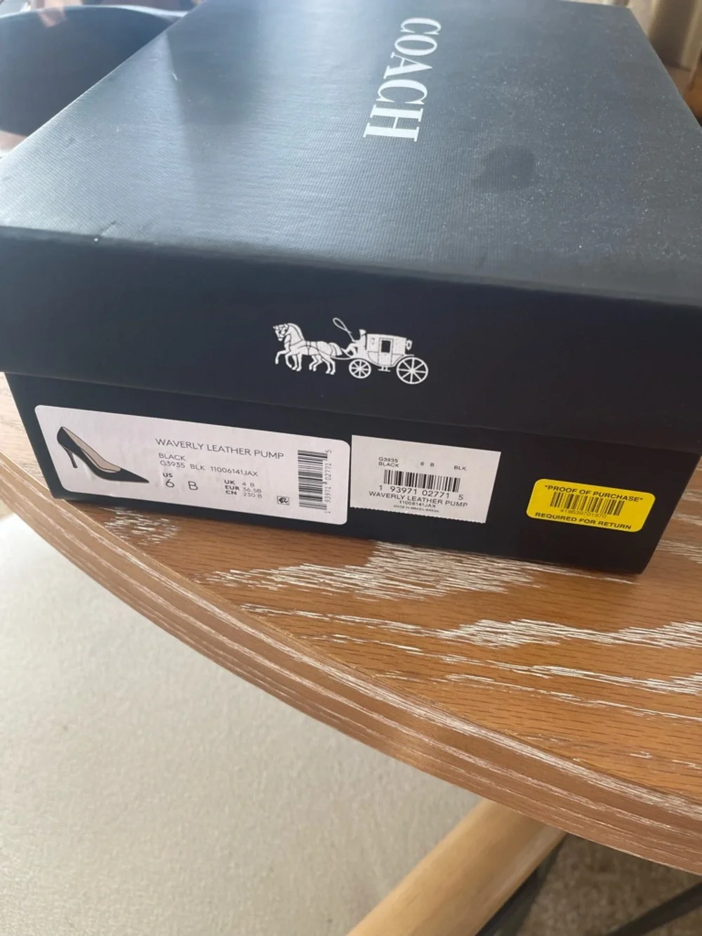 Coach Black Leather Pointed-Toe Pumps with Gold Stud Trim - Picture 2 of 4